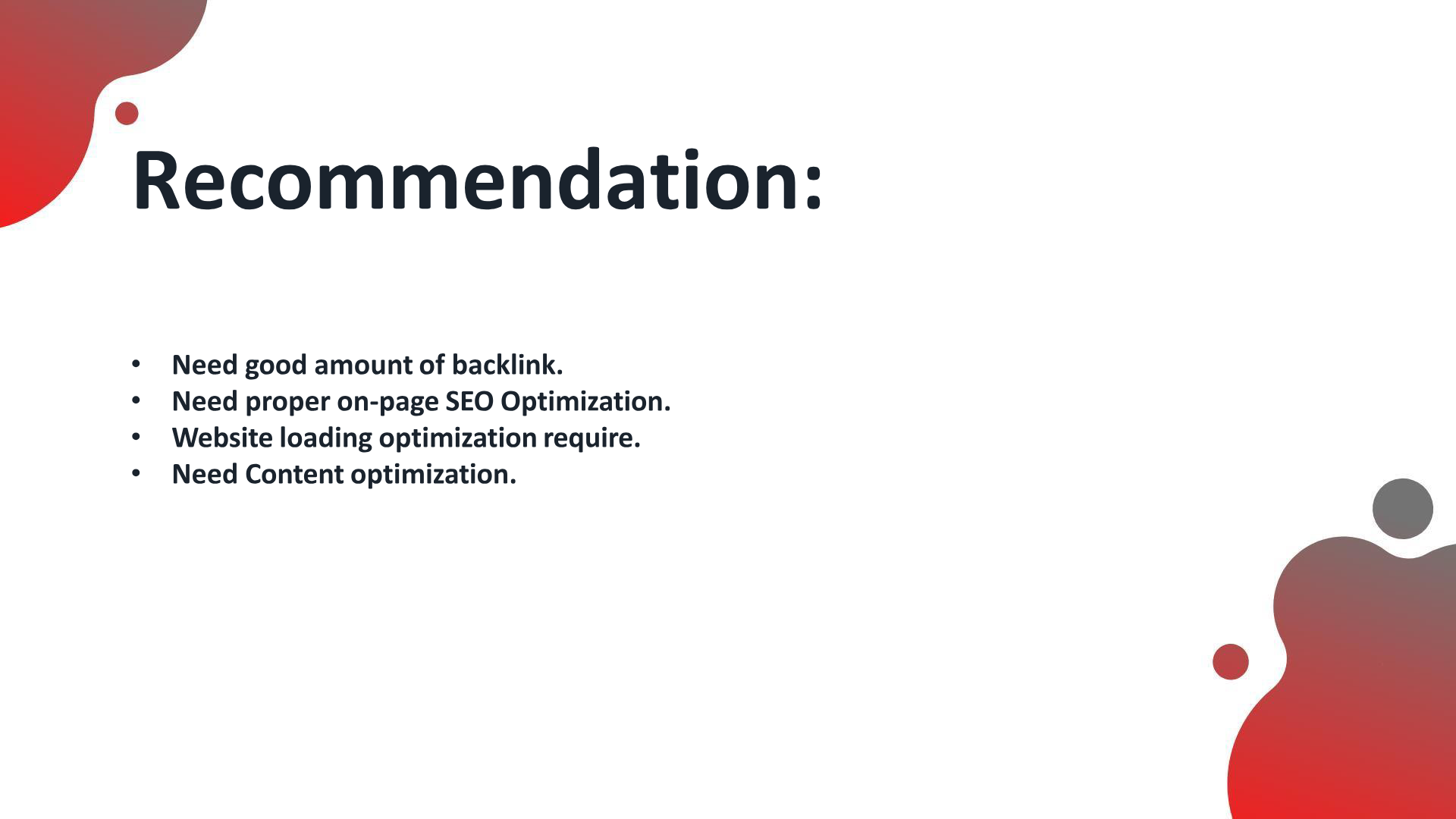 HML Construction analytics before the SEO campaign